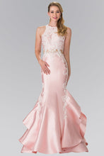 Load image into Gallery viewer, La Merchandise LAS2356 High Neck Lace &amp; Pearl Embroidered Formal Dress - Blush - LA Merchandise