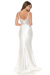 Load image into Gallery viewer, LA Merchandise LAF8175 Beaded Lace Illusion Sleeve Satin Bridal Gown with Slit