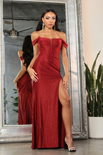 Load image into Gallery viewer, LA Merchandise LA2027 Simple Stretchy Off-Shoulder Corset Bodice Gown - BURGUNDY - Dress LA Merchandise