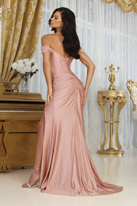 LA Merchandise LA2027 Simple Stretchy Off-Shoulder Corset Bodice Gown - - Dress LA Merchandise