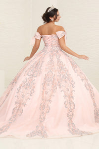 LA Merchandise LA241 Glitter Accent Beaded Corset Sweet16 Ball Gown - - LA Merchandise