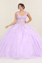 Load image into Gallery viewer, LA Merchandise LA242 3D Appliqued Glitter Sleeveless Quinceanera Gown - LILAC - LA Merchandise