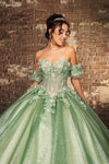 Load image into Gallery viewer, LA Merchandise LA245 Floral Applique Sheer Glitter Quinceanera Gown