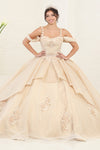 Load image into Gallery viewer, LA Merchandise LA250 Floral Beaded Tiered Quinceanera Gown - CHAMPAGNE - LA Merchandise