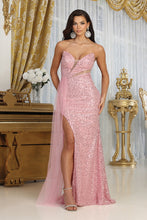 Load image into Gallery viewer, LA Merchandise LA8068 Plunging Neck Prom Side Sash Gown - DUSTY ROSE - Dress LA Merchandise