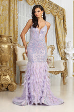Load image into Gallery viewer, LA Merchandise LA8076 Sexy Mermaid Sequin &amp; Feathers Gala Dress - LILAC - Dress LA Merchandise