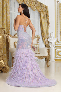 LA Merchandise LA8076 Sexy Mermaid Sequin & Feathers Gala Dress - - Dress LA Merchandise