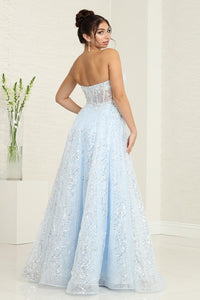 LA Merchandise LA8077 Strapless A-Line Sequin Gala Gown - - Dress LA Merchandise