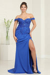Load image into Gallery viewer, LA Merchandise LA8110 Floral Applique Sheath Sequin Gala Gown - ROYAL - Dress LA Merchandise