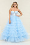 Load image into Gallery viewer, LA Merchandise LA8124 Sheer Tiered Strapless Wholesale Pageant Dress
