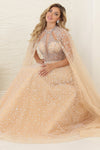 Load image into Gallery viewer, LA Merchandise LA8133 Wholesale Champagne Beaded Gown with Cape for Evening