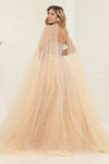 Load image into Gallery viewer, LA Merchandise LA8133 Wholesale Champagne Beaded Gown with Cape for Evening