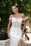 Load image into Gallery viewer, Wholesale Wedding Dress Sleeveless Ruched High Slit Gown By LA8183
