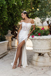 Load image into Gallery viewer, Wholesale Wedding Dress Sleeveless Ruched High Slit Gown By LA8183