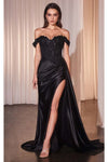 Load image into Gallery viewer, Wholesale Off‑Shoulder Beaded Corset Satin Evening Gown By LAR803