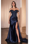 Load image into Gallery viewer, Wholesale Off‑Shoulder Beaded Corset Satin Evening Gown By LAR803