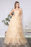 Load image into Gallery viewer, LA Merchandise LAY9386 A-line Layered Strapless Classy Prom Gown - CHAMPAGNE - LA Merchandise