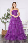 Load image into Gallery viewer, LA Merchandise LAY9386 A-line Layered Strapless Classy Prom Gown - PURPLE - LA Merchandise