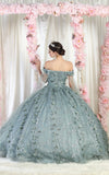 Load image into Gallery viewer, LA Merchandise LA184 Off Shoulder Floral Applique Quinceanera Dress - SAGE - LA Merchandise