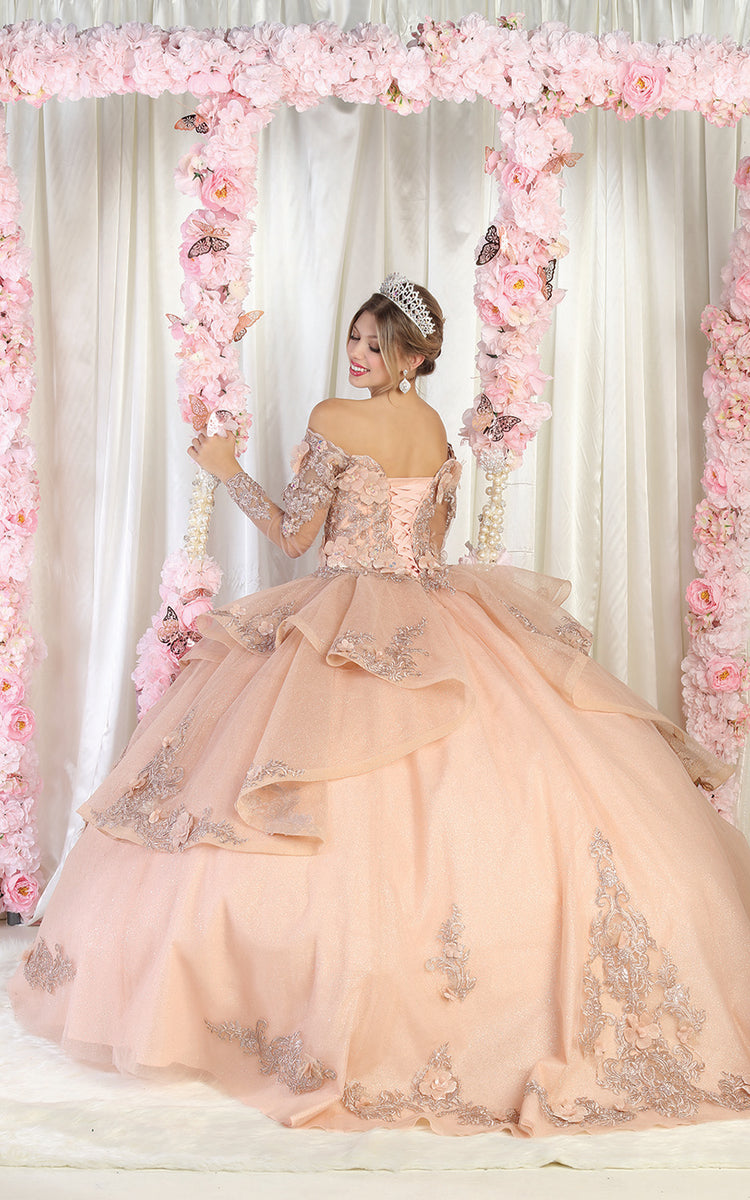 LA Merchandise Long Sleeve Quince Gown Wholesale LA189 LA Merchandise, Inc. LA Merchandise Long Sleeve Quince Gown Wholesale LA189 LA Merchandise, Inc.