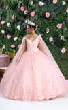 Load image into Gallery viewer, LA Merchandise LA193 Cape Sleeves Lace Applique Quinceanera Dress - ROSE GOLD - LA Merchnadise