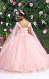 Load image into Gallery viewer, LA Merchandise LA193 Cape Sleeves Lace Applique Quinceanera Dress - - LA Merchnadise