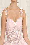 Load image into Gallery viewer, LA Merchandise LA256 Floral Blush Embroidered Corset Quince Gown - - LA Merchandise