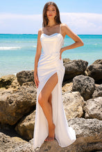 Load image into Gallery viewer, LA Merchandise LAA20115B White Satin Boned Spaghetti Strap Bridal Gown - WHITE - LA Merchandise