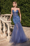 Load image into Gallery viewer, LA Merchandise LARCD0214 Beaded Strapless Special Occasion Mermaid Gown - LAPIS BLUE - Dress LA Merchandise