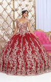 Load image into Gallery viewer, La Merchandise LA228 Multi Off Shoulder Lace Applique Quince Ball Gown - BURGUNDY - Dress LA Merchnadise