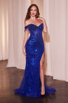 Load image into Gallery viewer, LA Merchandise LAR0203 Off-Shoulder Sequin High Slit MOB Evening Gown