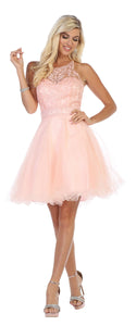 La Merchandise Short Homecoming Party Fit & Flare Dress - LA1658 - BLUSH - Dresses LA Merchandise