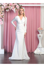 Load image into Gallery viewer, LA Merchandise LA1530B Wholesale V Neck Ivory Wedding Dress - Ivory - LA Merchandise