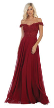 Load image into Gallery viewer, LA Merchandise LA1602 Off The Shoulder A Line Prom Dress - BURGUNDY - LA Merchandise