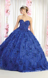 Load image into Gallery viewer, LA Merchandise LA190 Strapless Corset 3D Floral Quinceanera Ball Gown - ROYAL BLUE - LA Merchandise