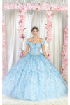 Load image into Gallery viewer, LA Merchandise LA198 Light Up Floral Applique Sweet 16 Ball Gown - BABY BLUE - LA Merchandise