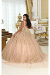 Load image into Gallery viewer, LA Merchandise LA207 3D Floral Applique Train Glitter Quince Gown - - Dress LA Merchandise