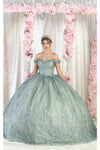 Load image into Gallery viewer, La Merchandise LA202 Off Shoulder 3D Floral Applique Gown with Cape - SAGE - LA Merchnadise