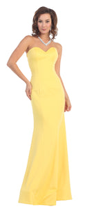 Long Strapless Strecthy Dress - LA7305 - Yellow - LA Merchandise