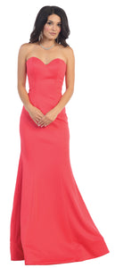 Long Strapless Strecthy Dress - LA7305 - Watermelon - LA Merchandise