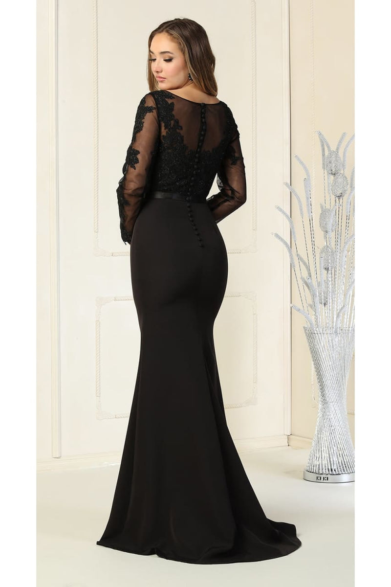 Sheer Long Sleeve Mermaid Evening Gown - LA1847 LA Merchandise, Inc. Sheer Long Sleeve Mermaid Evening Gown - LA1847 LA Merchandise, Inc.