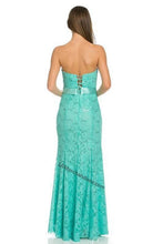 Load image into Gallery viewer, Long strapless rhinestone lace dress- LA5113 - - LA Merchandise