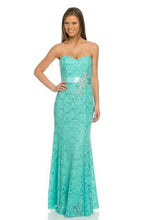 Load image into Gallery viewer, Long strapless rhinestone lace dress- LA5113 - Mint - LA Merchandise