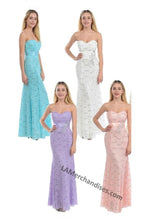 Load image into Gallery viewer, Long strapless rhinestone lace dress- LA5113 - - LA Merchandise