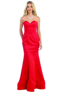 Long Strapless Strecthy Dress - LA7305 - Red - LA Merchandise