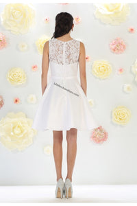 Sleeveless lace & satin short dress - LA1422 - - LA Merchandise