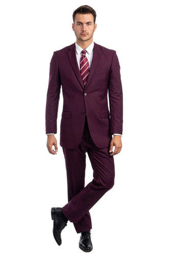 Solid Two Piece Men's Suit - LAM202SA - BURGUNDY - Mens Suits LA Merchandise