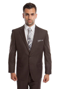 Solid Two Piece Men's Suit - LAM202SA - DARK TAUPE - Mens Suits LA Merchandise