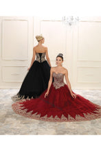 Load image into Gallery viewer, Strapless lace applique &amp; sequins organza dress with bolero jacket - LA73 - - LA Merchandise