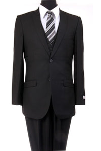 Ultra Slim Fit 3 Piece Men's Suit - LA154SA - BLACK - Mens Suits LA Merchandise